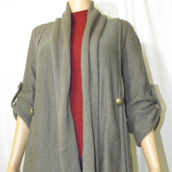 Cute mixed media Shawl Collar Cardigan - Picture 2 of 8
